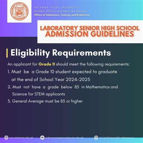 Palawan State University Senior High School Admission AY.
